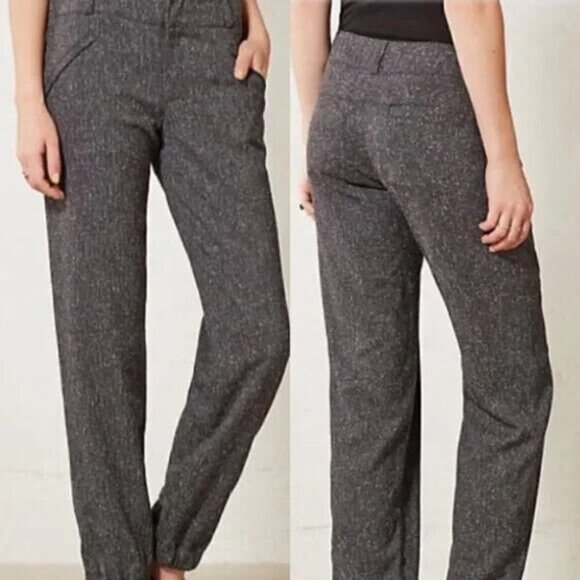 Elevenses Pembroke Tweed Joggers 4 Grey Anthropologie - Picture 1 of 11
